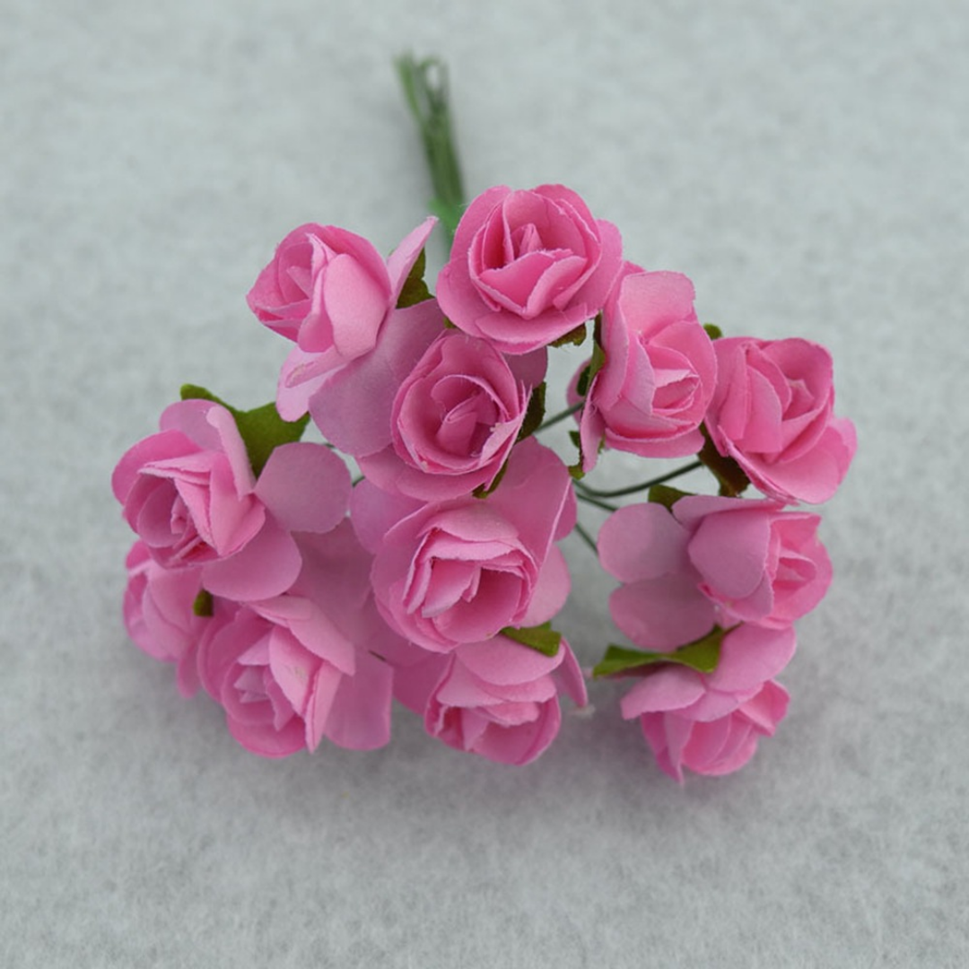 Artificial Rose Paper Flower Bunch - Light Pink