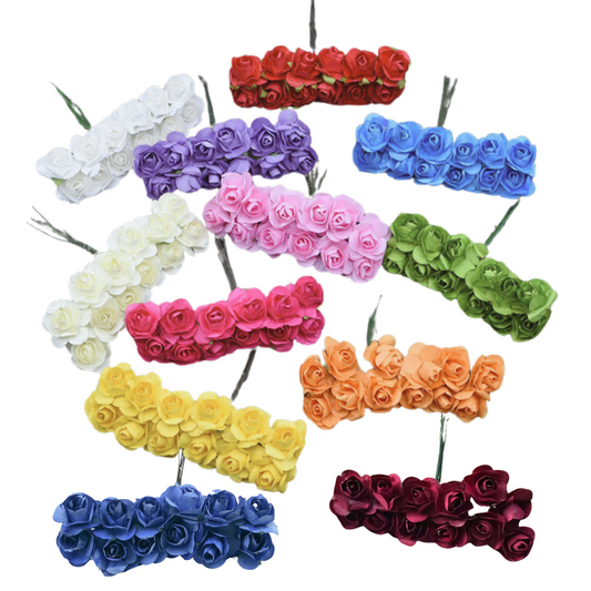 Artificial Rose Paper Flower Bunch - Multicolor