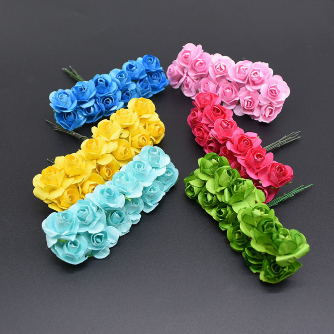 Artificial Rose Paper Flower Bunch - Multicolor