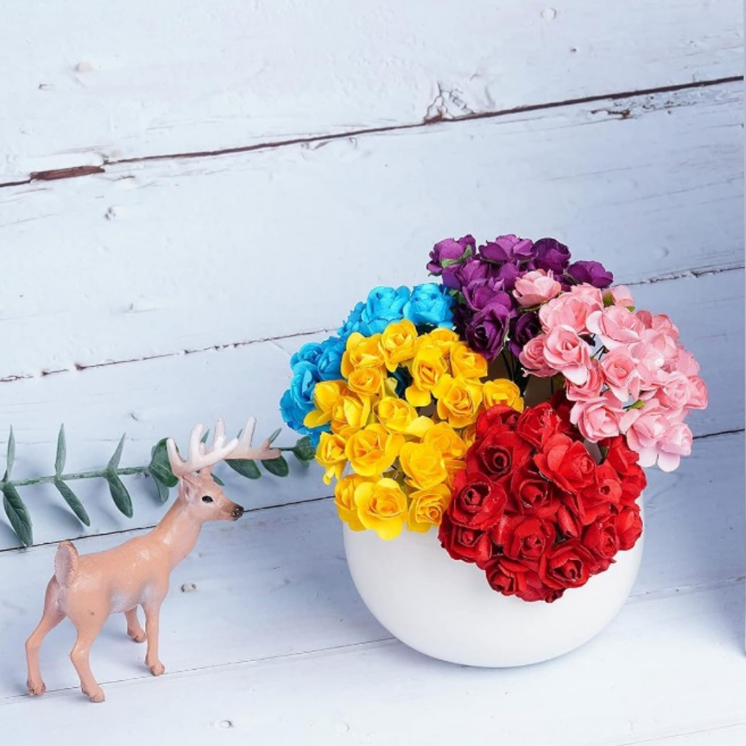 Artificial Rose Paper Flower Bunch - Multicolor