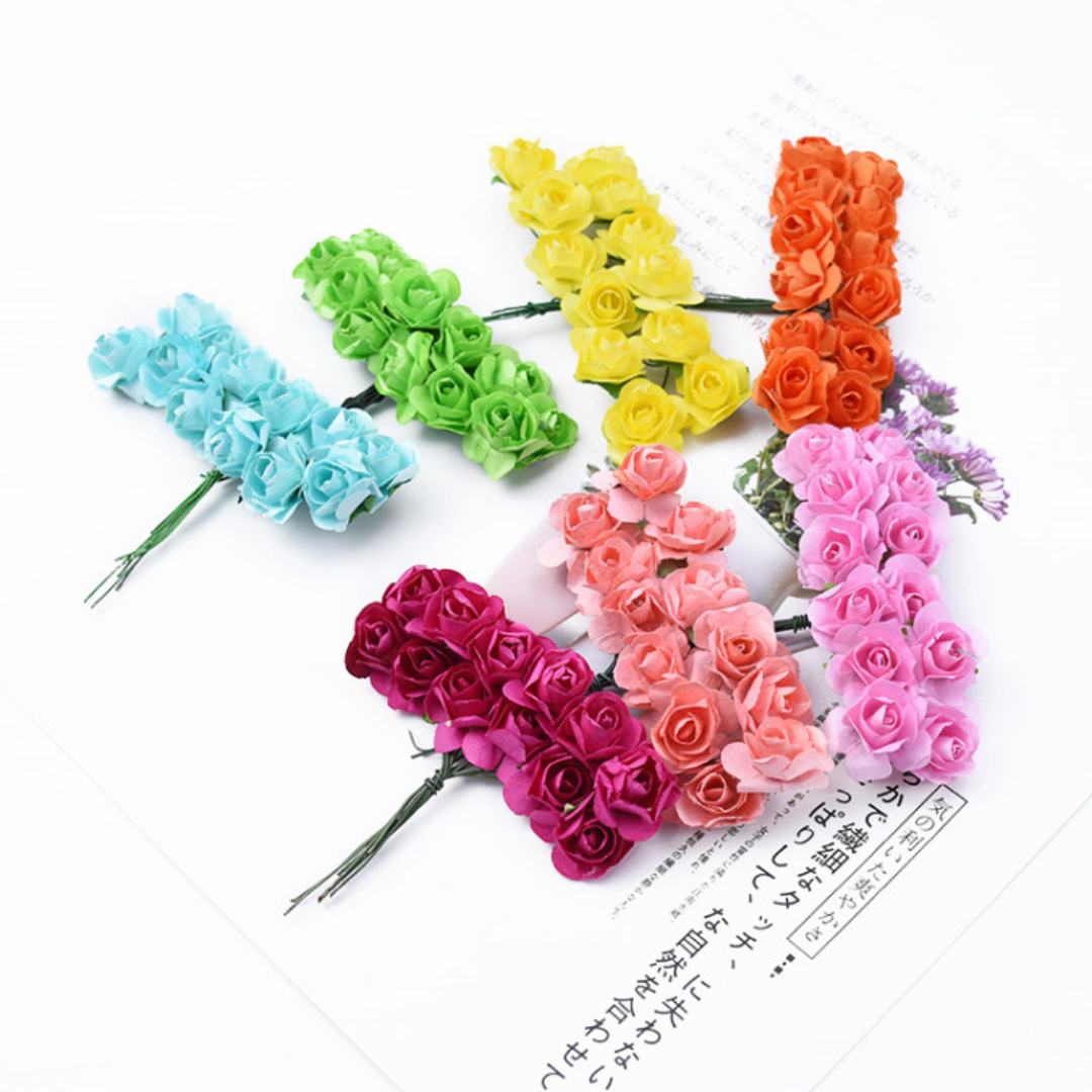Artificial Rose Paper Flower Bunch - Multicolor