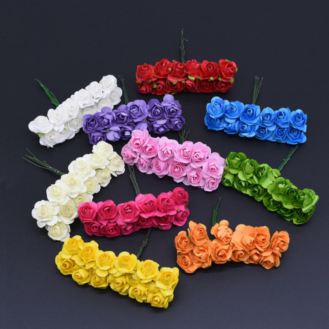 Artificial Rose Paper Flower Bunch - Multicolor