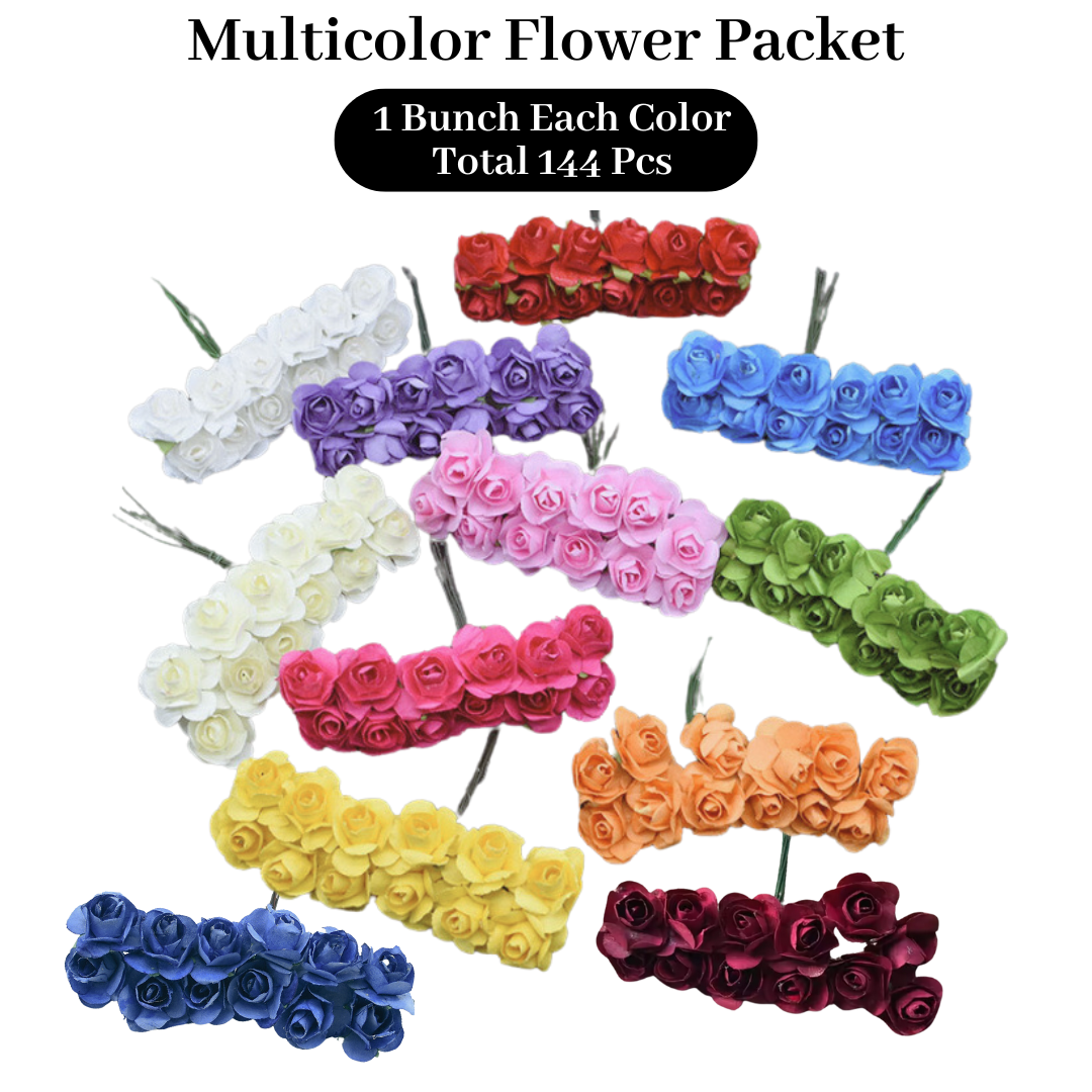 Artificial Rose Paper Flower Bunch - Multicolor