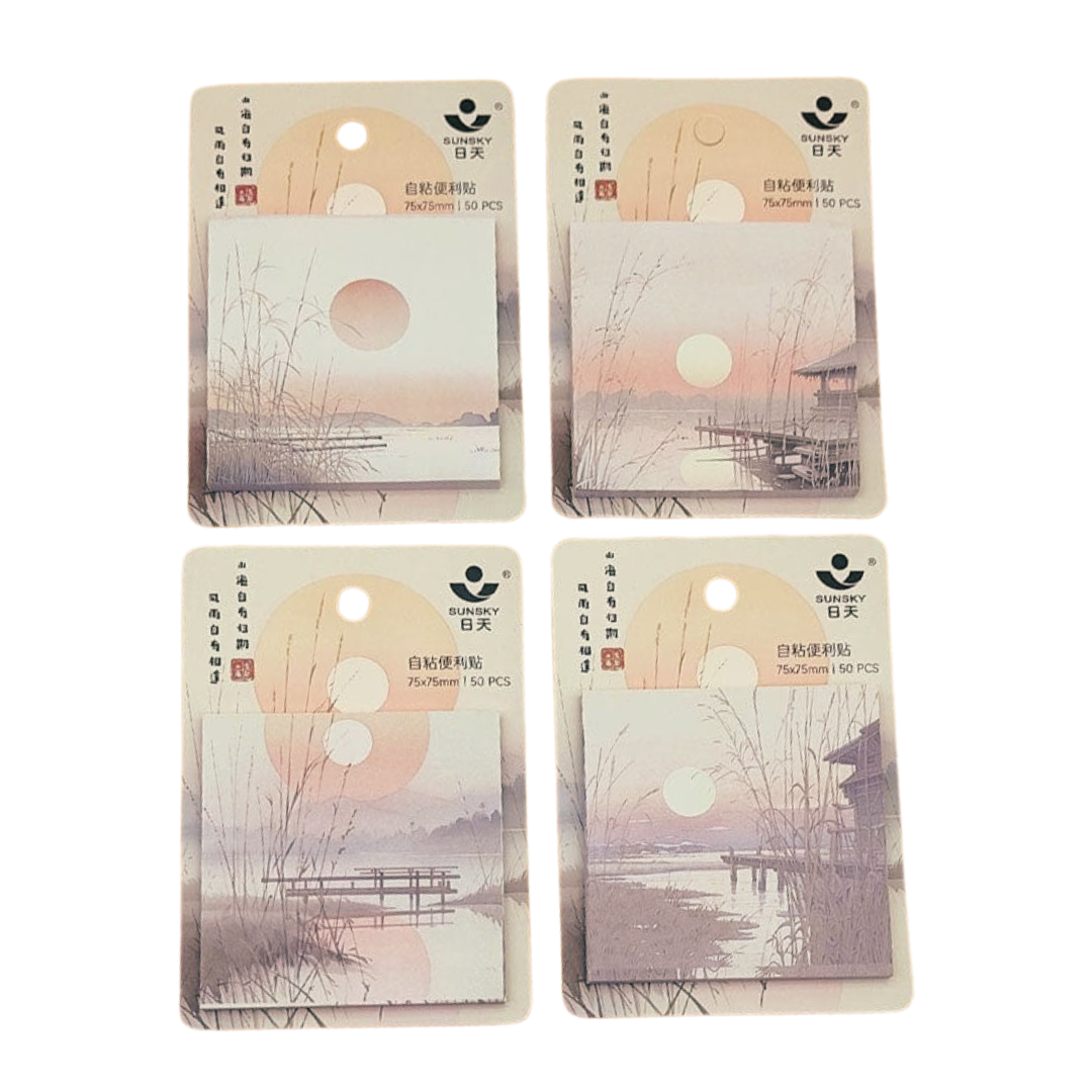 Cute Print Sticky Notes Set Post It, Pack of 4, 200 Sheets