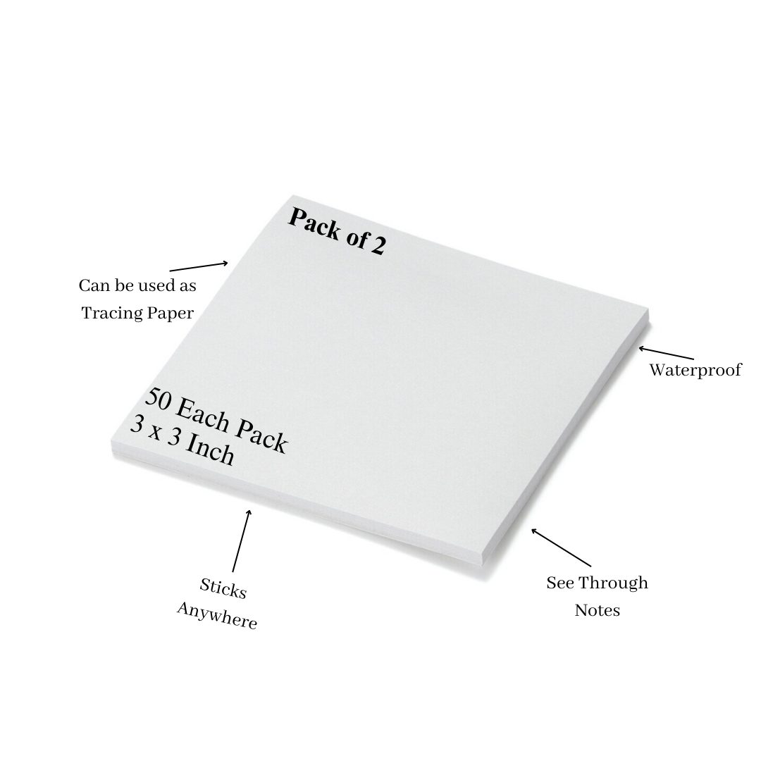 Transparent Sticky Notes Pad Clear Sticky Notes, 50 Sheets
