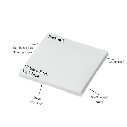 Transparent Sticky Notes Pad Clear Sticky Notes, 50 Sheets