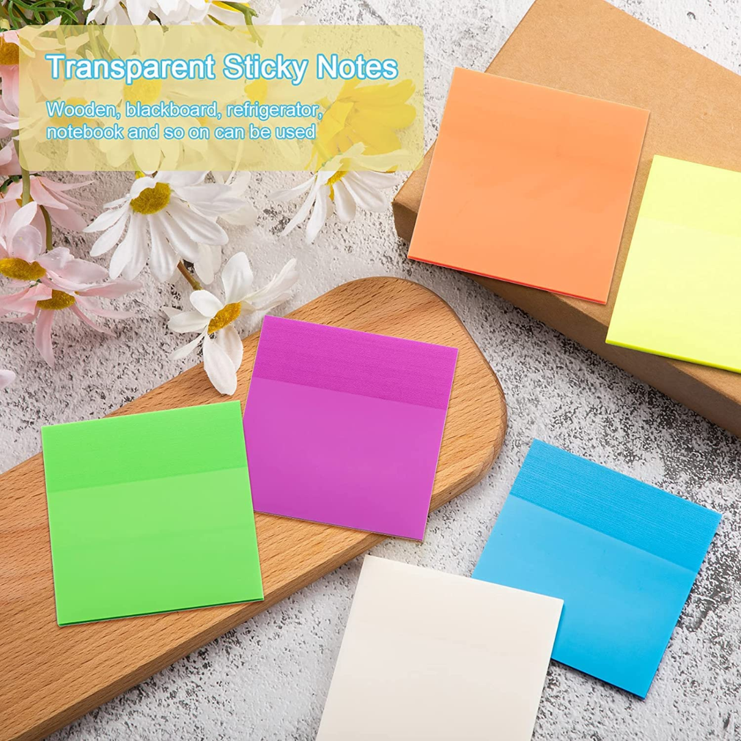 Multicolor Transparent Sticky Notes Set, Pack of 5