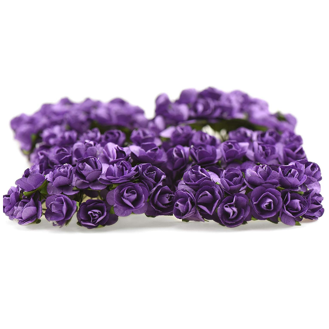 Artificial Rose Paper Flower Bunch - Purple
