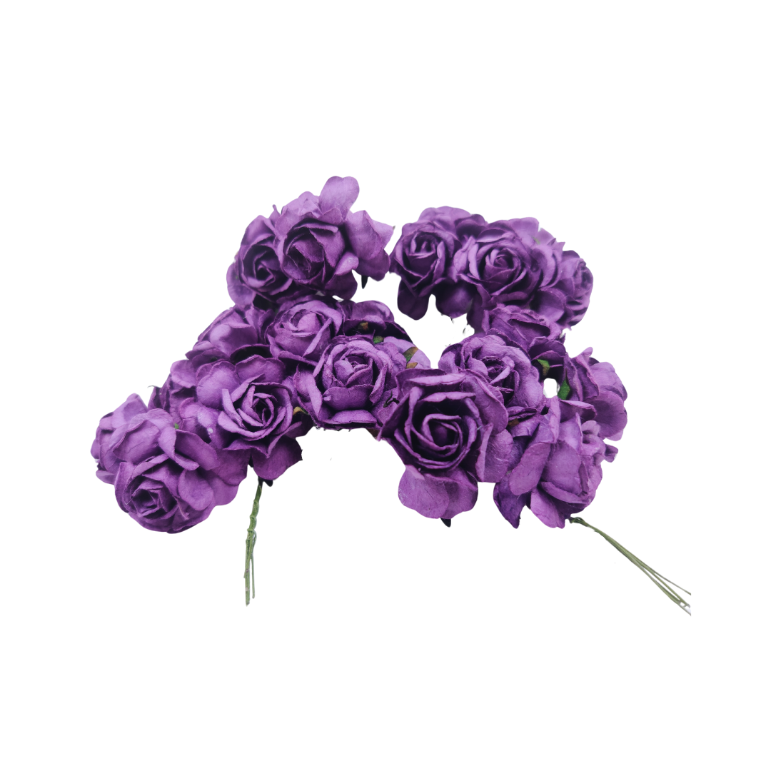 Artificial Rose Paper Flower Bunch - Purple