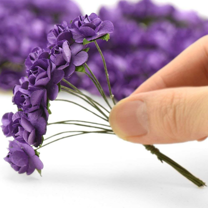 Artificial Rose Paper Flower Bunch - Purple