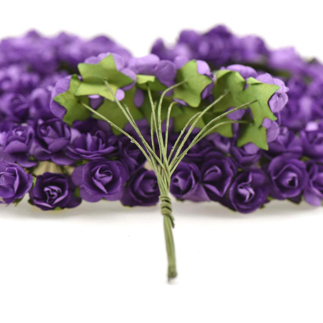 Artificial Rose Paper Flower Bunch - Purple