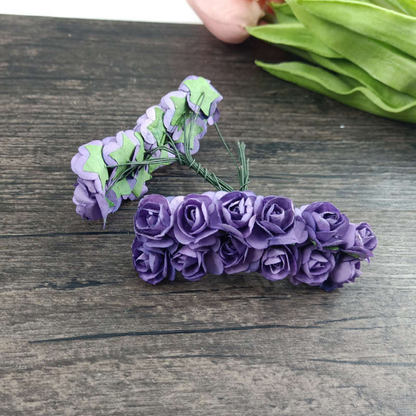 Artificial Rose Paper Flower Bunch - Purple