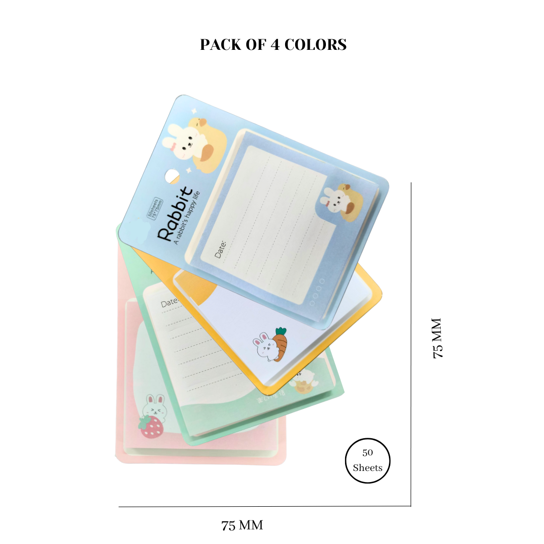 Cute Print Sticky Notes Set Post It, Pack of 4, 200 Sheets