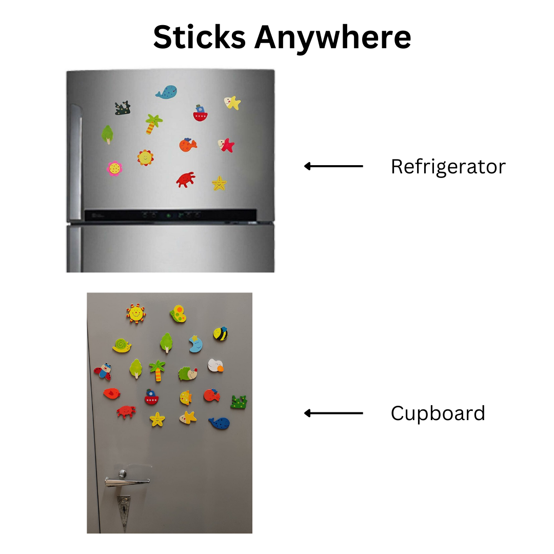 Multicolor Wooden Fridge Magnets Set Nature Design Magnet for Kids