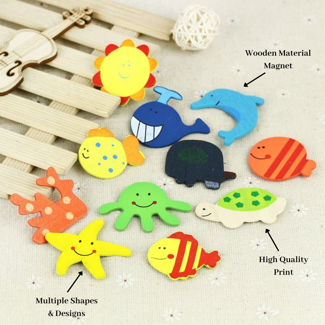 Multicolor Wooden Fridge Magnets Set Nature Design Magnet for Kids