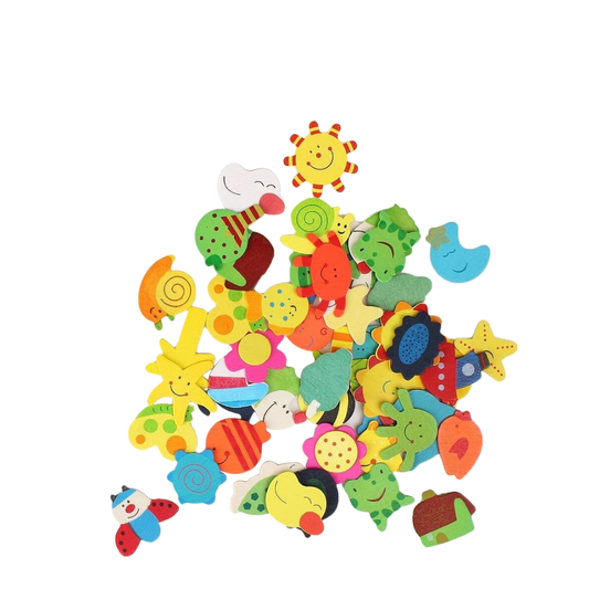 Multicolor Wooden Fridge Magnets Set Nature Design Magnet for Kids