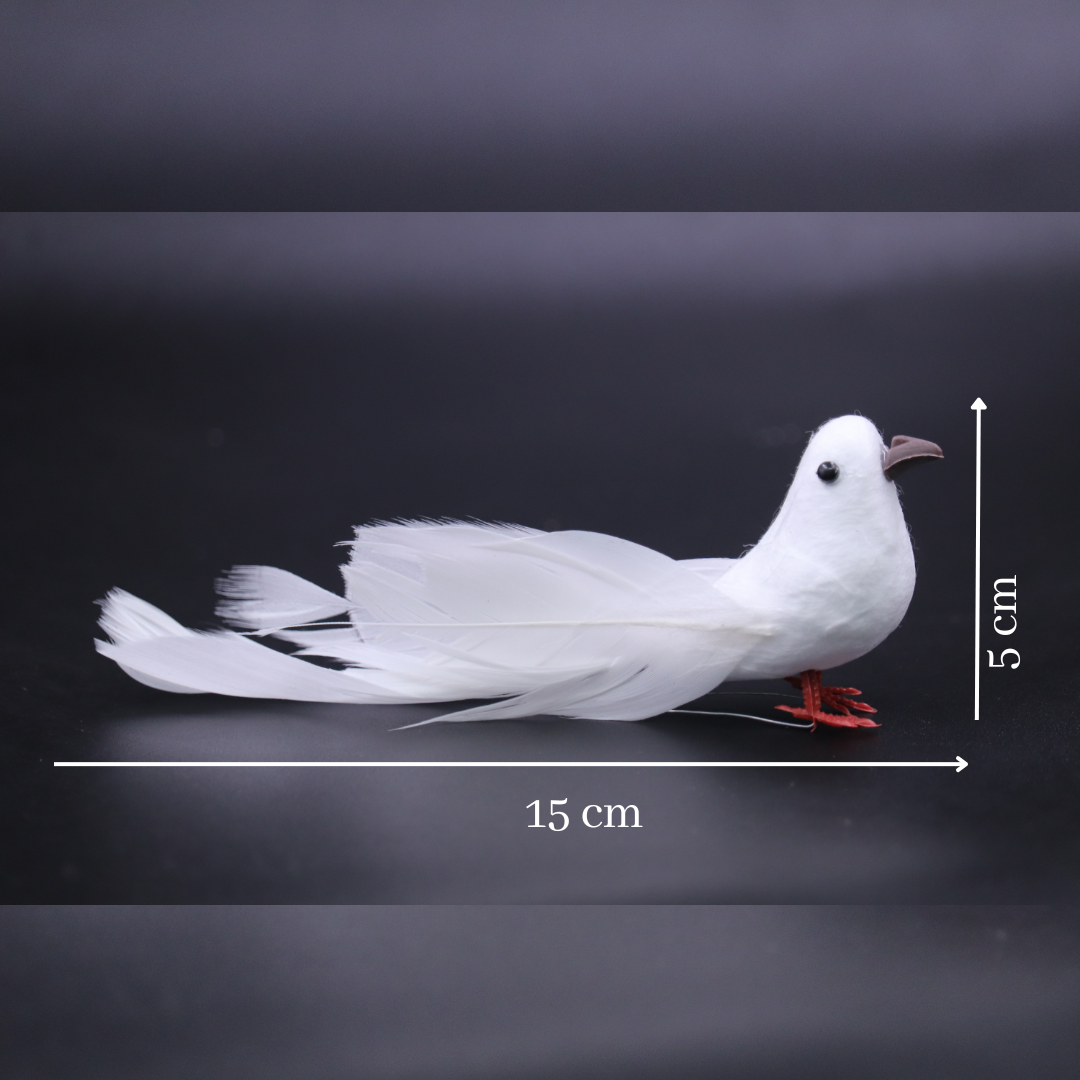 Artificial Bird Small White Dove for Decoration Pack of 2
