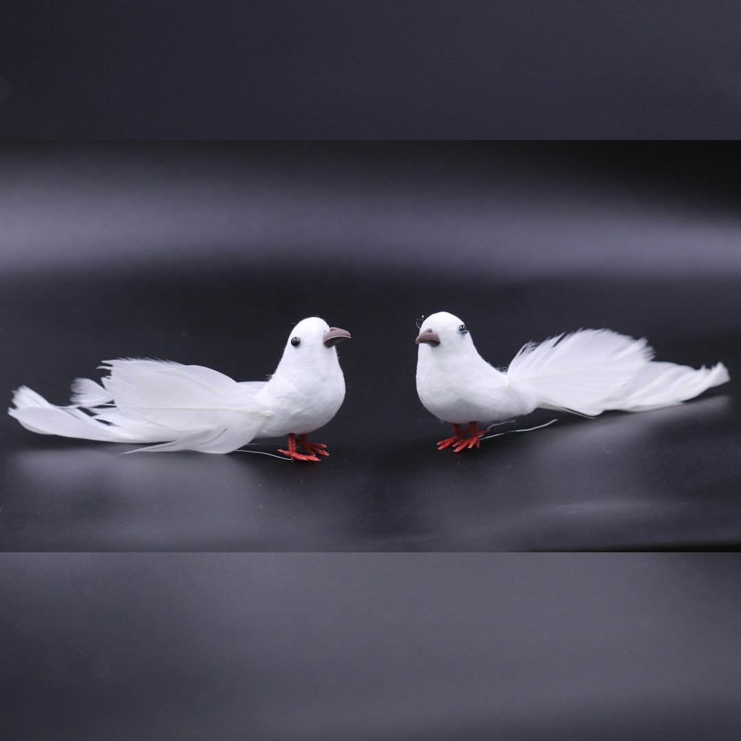 Artificial Bird Small White Dove for Decoration Pack of 2