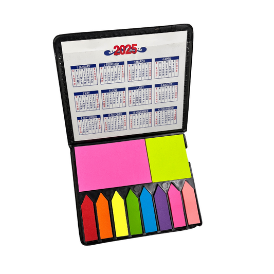 Pu Leather Case Sticky Notes Arrow Flag Memo Pad with Calendar Page Marker