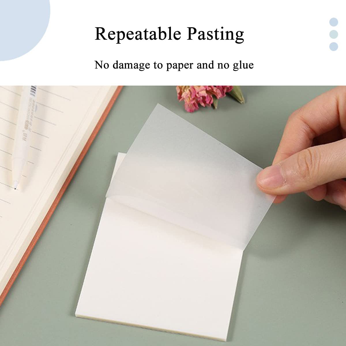 Transparent Sticky Notes Pad Clear Sticky Notes, 50 Sheets