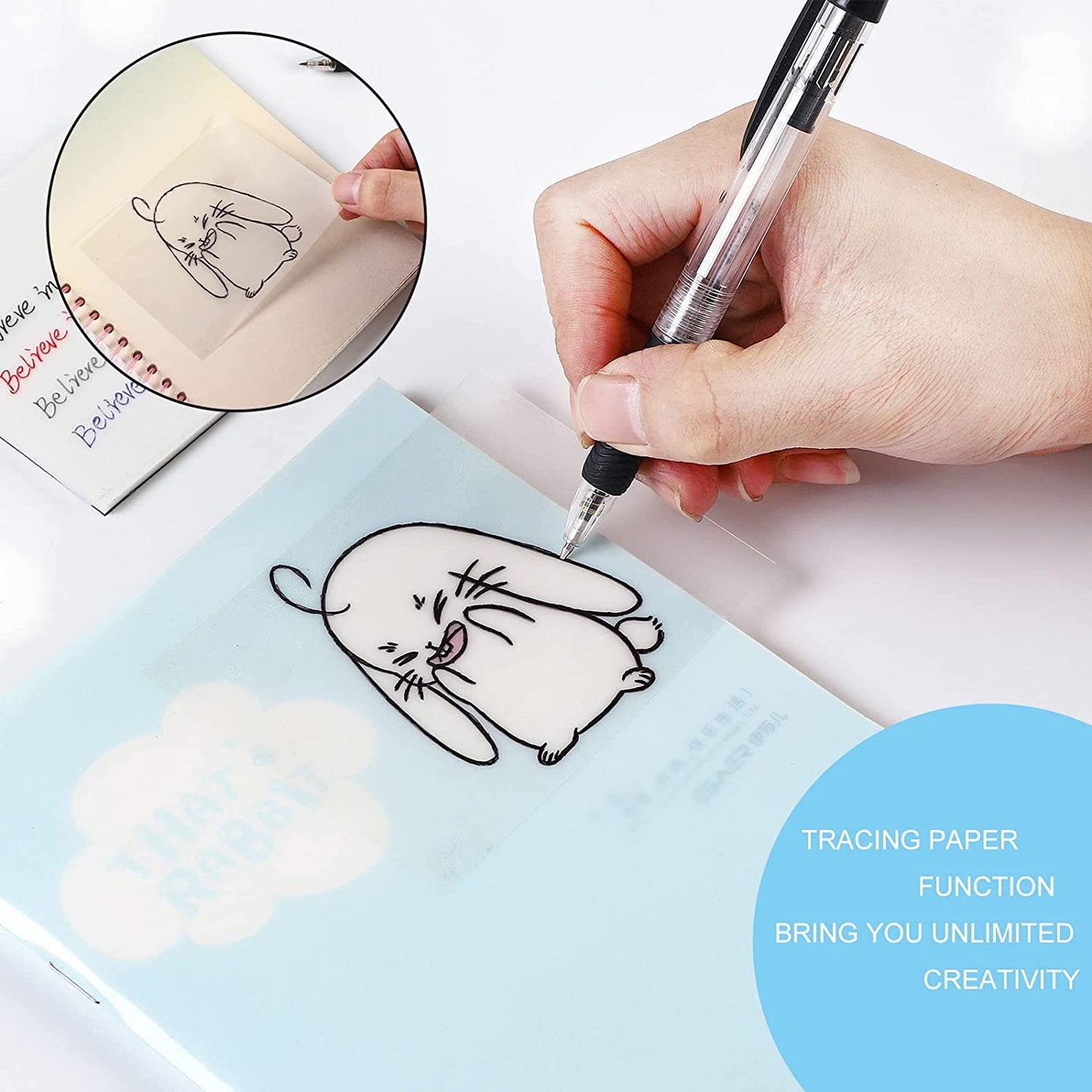 Transparent Sticky Notes Pad Clear Sticky Notes, 50 Sheets