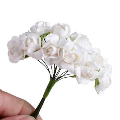 Artificial Rose Paper Flower for Gift Packing - White