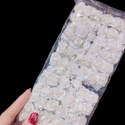 Artificial Rose Paper Flower for Gift Packing - White