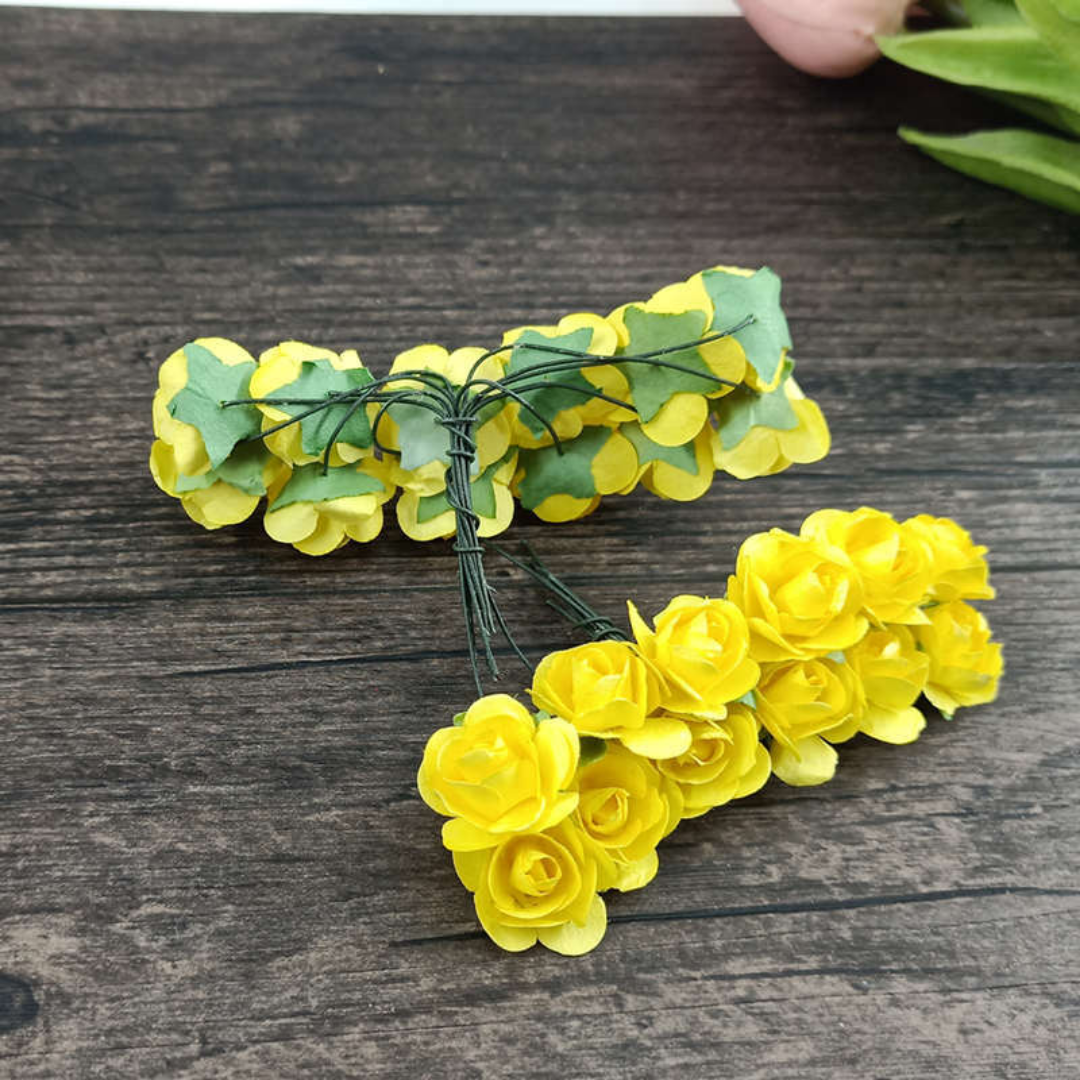 Artificial Handmade Rose Paper Flower - Yellow