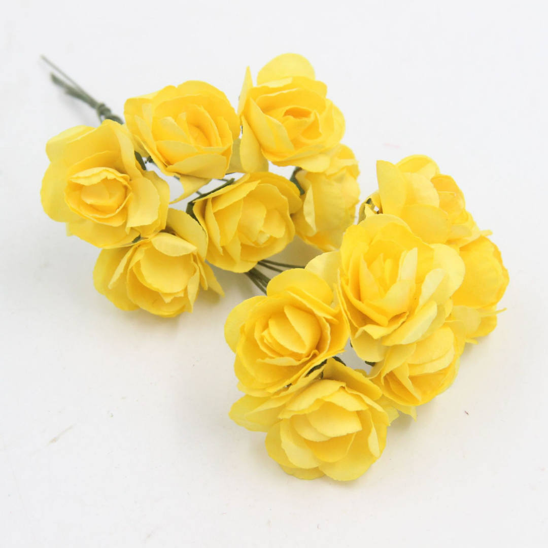 Artificial Handmade Rose Paper Flower - Yellow