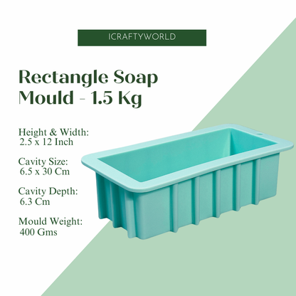 Silicone rectangle Loaf Soap Mould -2.5" X 2.5" X 12"/ 1.50KG