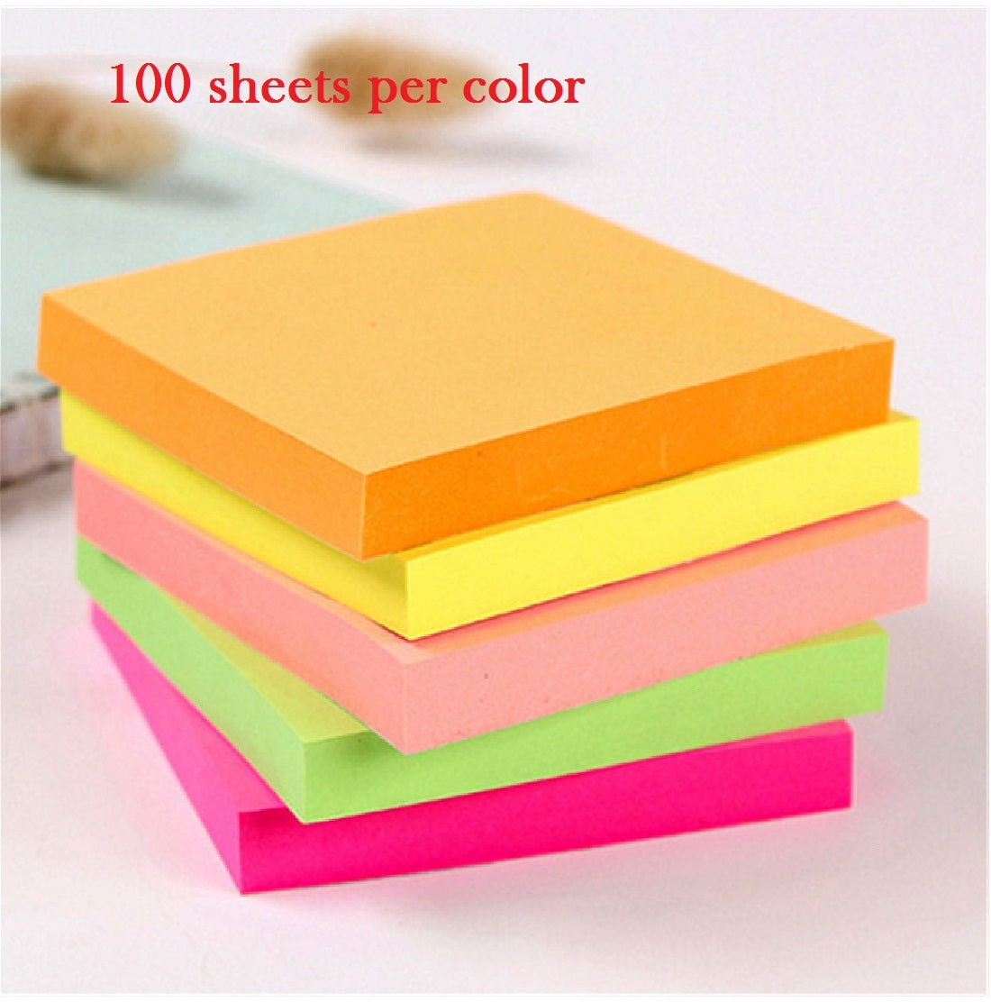 900 Sheets Neon Sticky Notes Pad Office Stationery