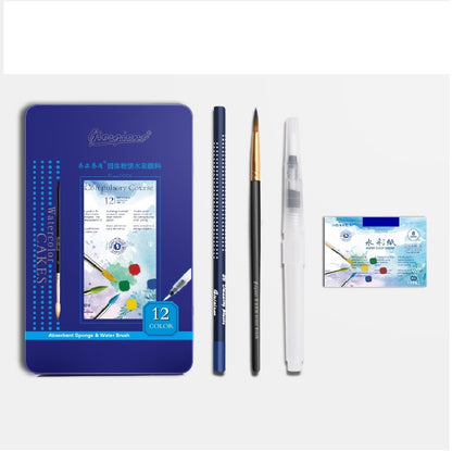 24 Watercolor Paints Set with Paint Brush Cake Color